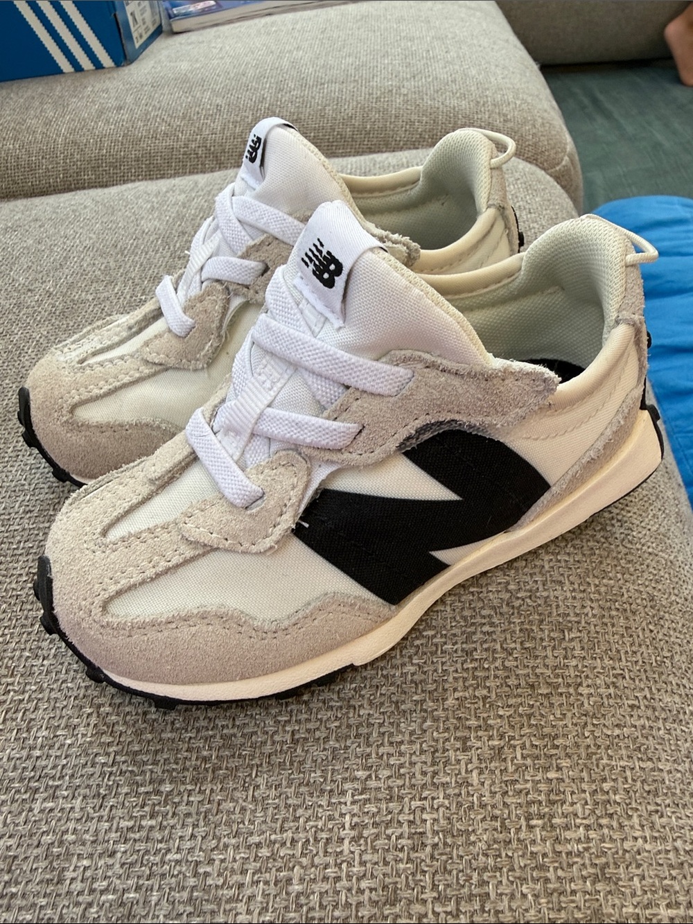 New Balance Kids White and Black Retro-Style Sneakers